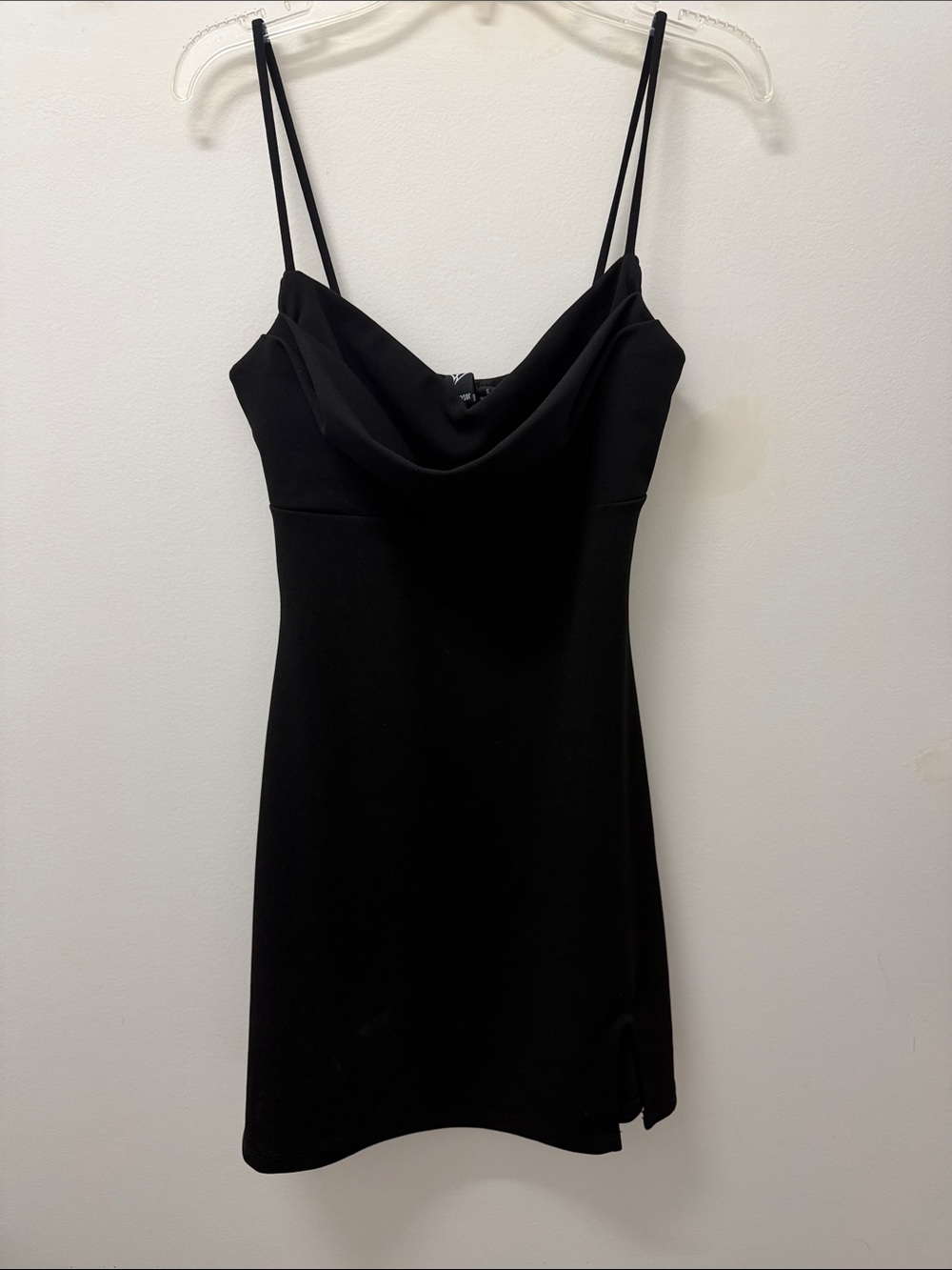 Windsor Black Cowl Neck Mini Dress with Spaghetti Straps